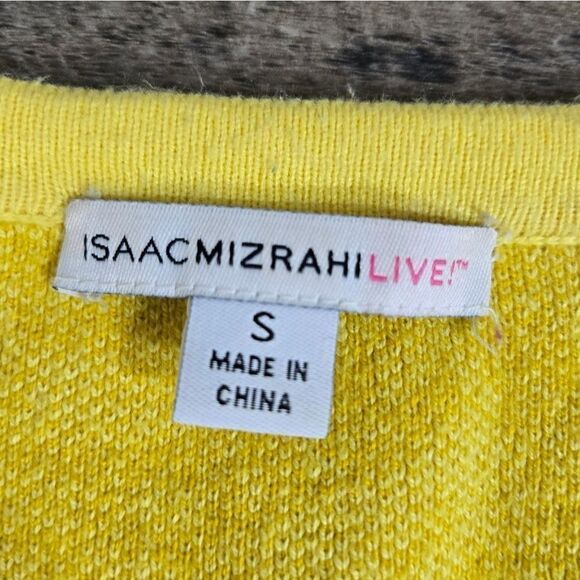 Isaac Mizrahi Live! Cardigan in a cheerful sunshine yellow floral spring small-m - Picture 3 of 12